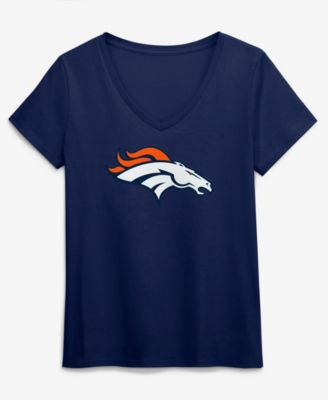 Women's Navy Denver Broncos Primary Logo V-Neck T-Shirt