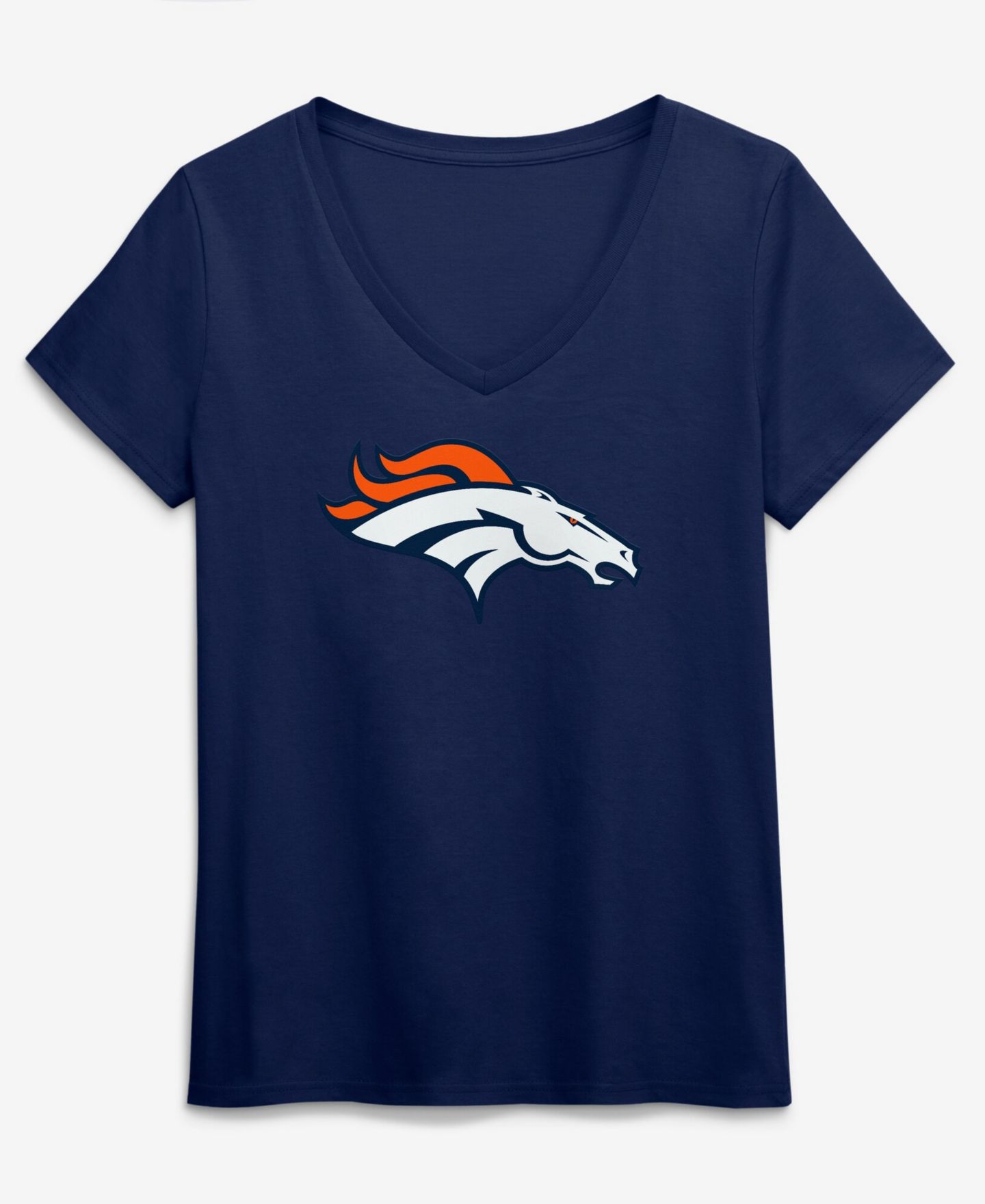 Женская футболка Logo Athletic Navy Denver Broncos Primary Logo V-Neck — фото 1