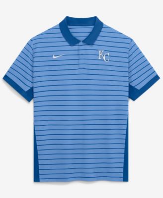 Men's Light Blue Kansas City Royals Authentic Collection Striped Victory Dri-FIT Polo Shirt