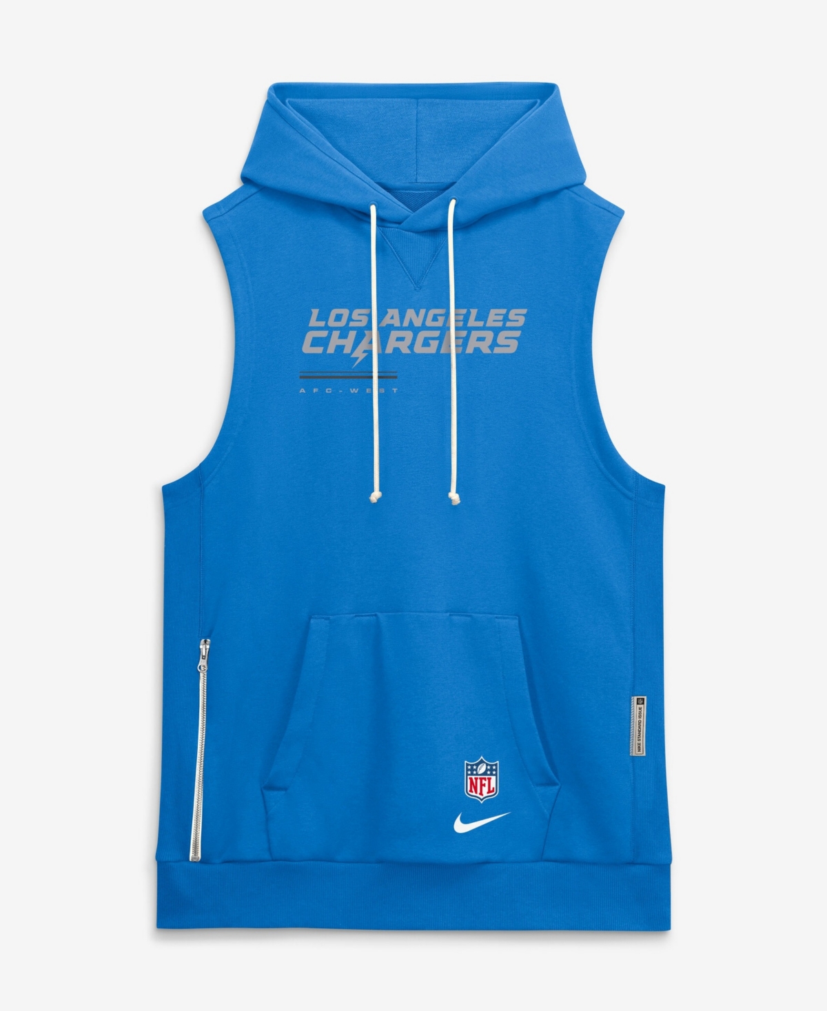 Nike Men's Powder Blue Los Angeles Chargers Sideline Standard Issue Dri-fit Sleeveless Hoodie