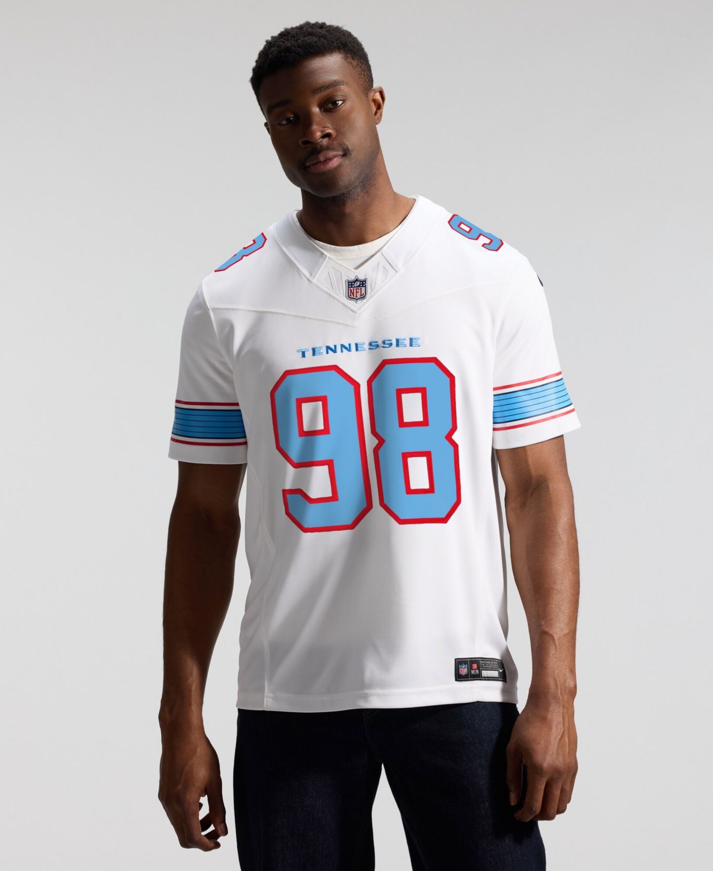 Мужской топ Nike Jeffery Simmons White Tennessee Titans Vapor F.U.S.E. Sewn Down Limited Jersey — фото 4