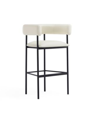 Onda 24.4" Contemporary Faux Leather Upholstered Metal Barstool