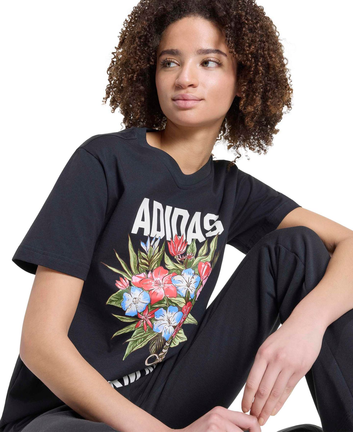 Женская футболка adidas X Farm Rio Graphic Training, цвет: Чёрный / Кремовый белый — фото 3