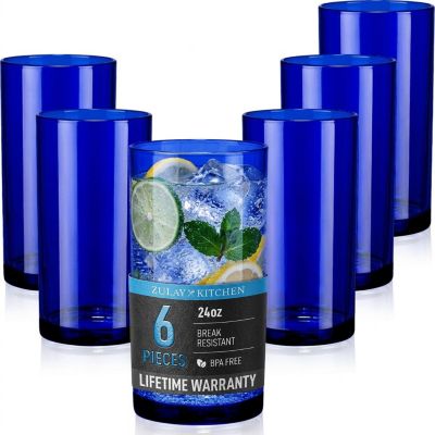 Acrylic Glasses Drinkware - 6 Piece Unbreakable Plastic Tumblers 24 Ounce