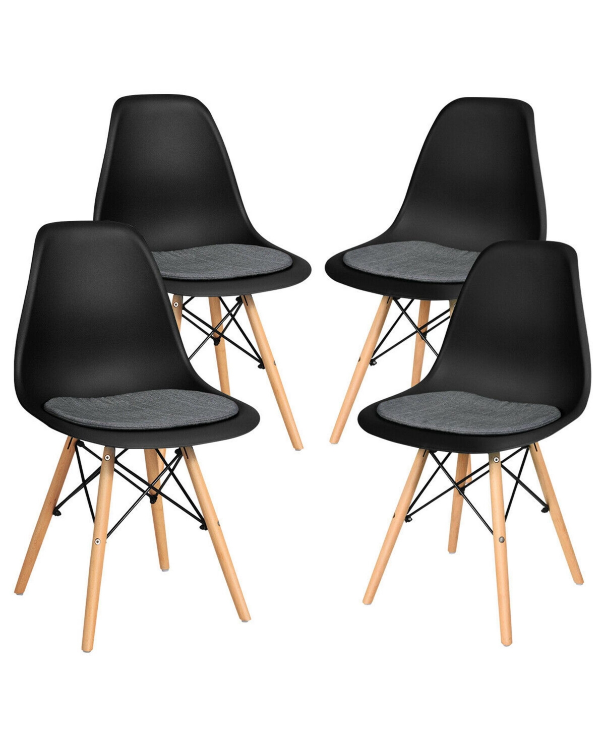 Gymax 4Piece Dining Chair Mid Century Modern Dsw Chair Furniture With Linen Cushion
