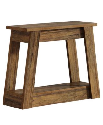 Small Wooden Side Table with 2 Tier Storage Shelves