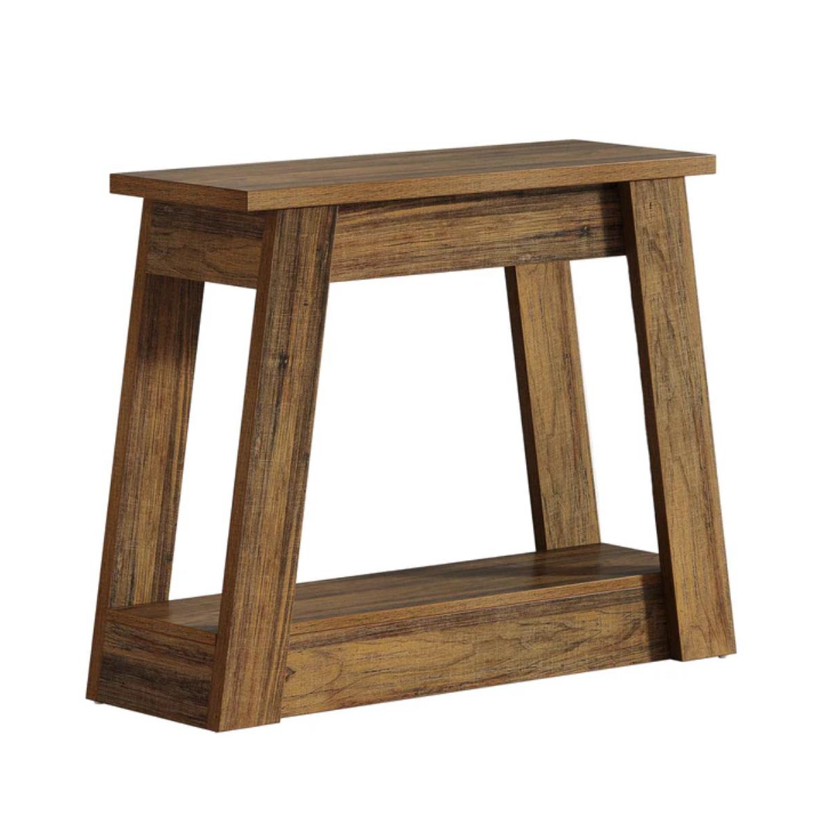 Slickblue Small Wooden Side Table with 2 Tier Storage Shelves