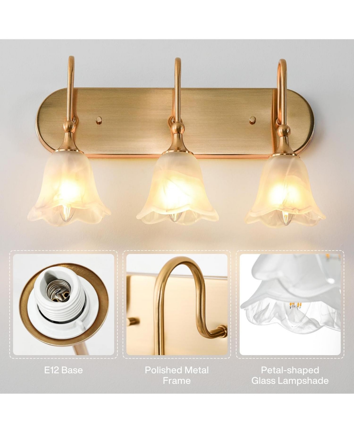 Tribesigns 3-Light Bathroom Light Fixtures, Modern Wall Lights with Clear Glass Shades, Bathroom Vanity Wall Sconce Lamp