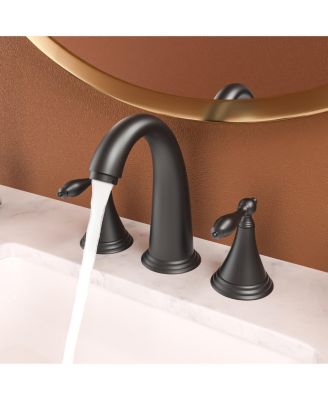 2 Handle Widespread Bathroom Faucet 3 Hole, with Pop Up Drain and 2 Water Supply Lines