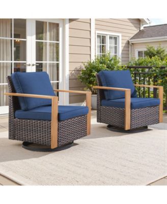 Outdoor Swivel Chairs Set of 2,Patio Wicker Rocker Chairs,All Weather Patio Conversation Furniture Set, Ideal for Porch Balcony Deck Yard