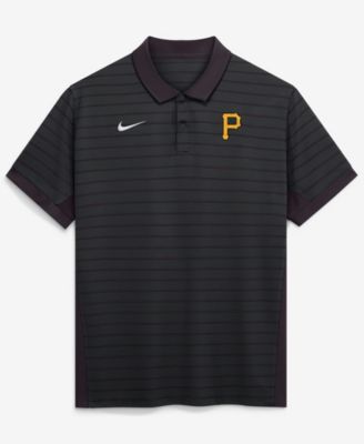 Men's Black Pittsburgh Pirates Authentic Collection Striped Victory Dri-FIT Polo Shirt