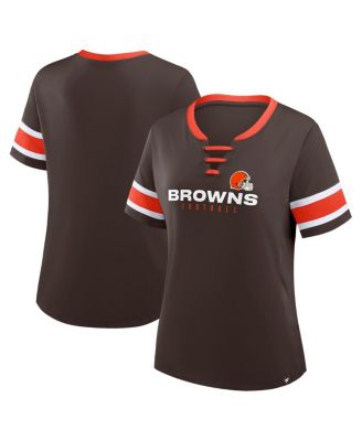 Women's Brown Cleveland Browns Redzone Draw Play Athena Lace-Up T-Shirt