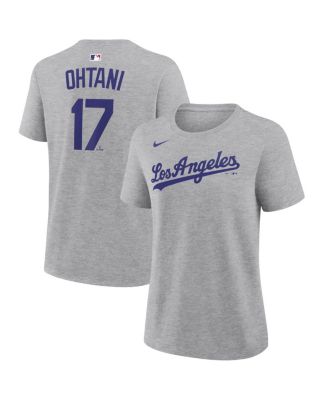 Women's Shohei Ohtani Heather Gray Los Angeles Dodgers Name & Number T-Shirt