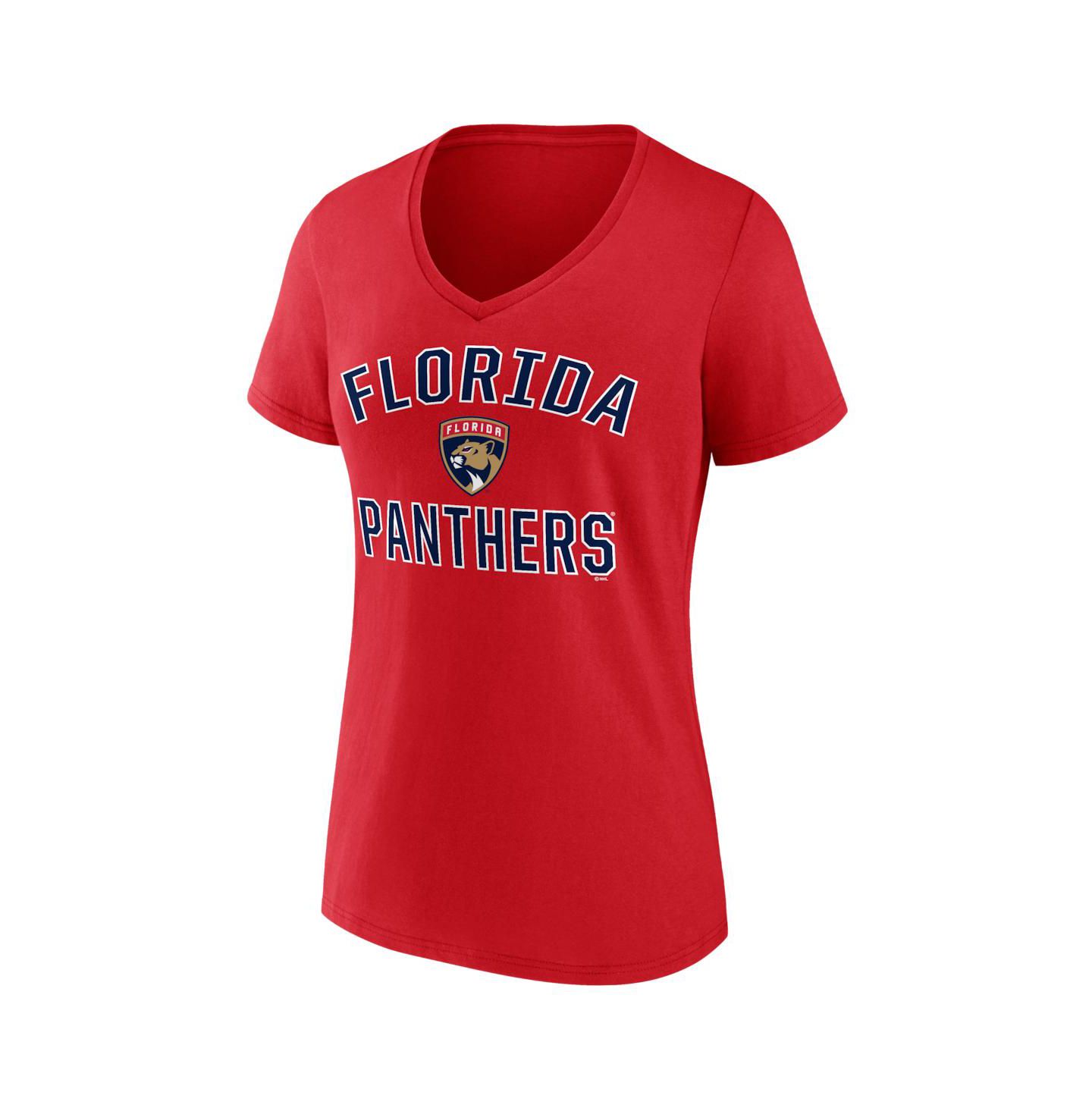 Женская футболка Logo Athletic Red Florida Panthers Arch Victory V-Neck — фото 2