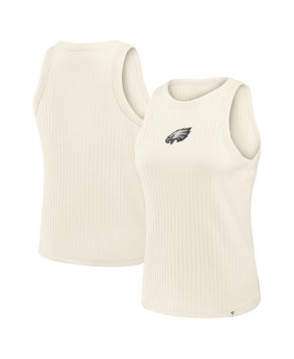 Women's Cream Philadelphia Eagles Star Play Tri-Blend Ribbed&nbsp;Tank Top