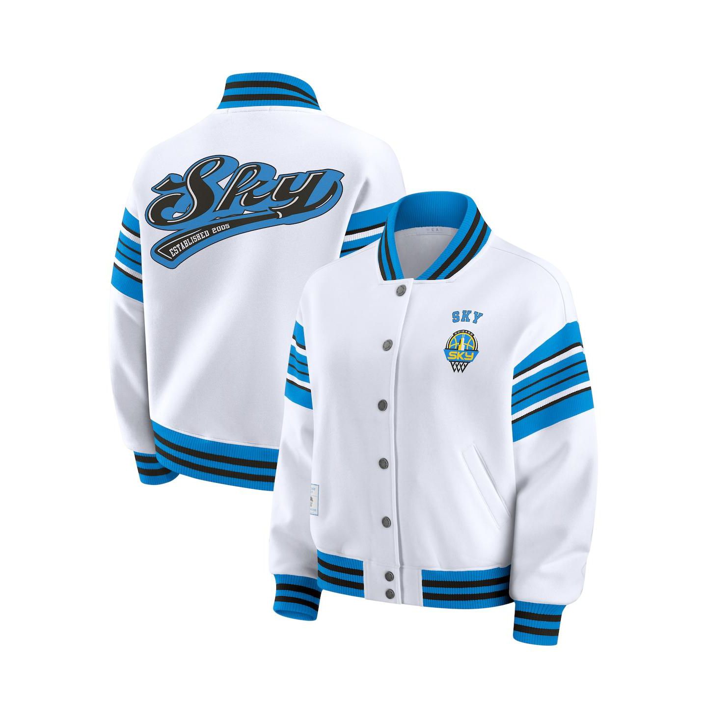 Женская куртка WEAR by Erin Andrews White/Blue WNBA Full-Snap Fleece Sweatshirt — фото 1
