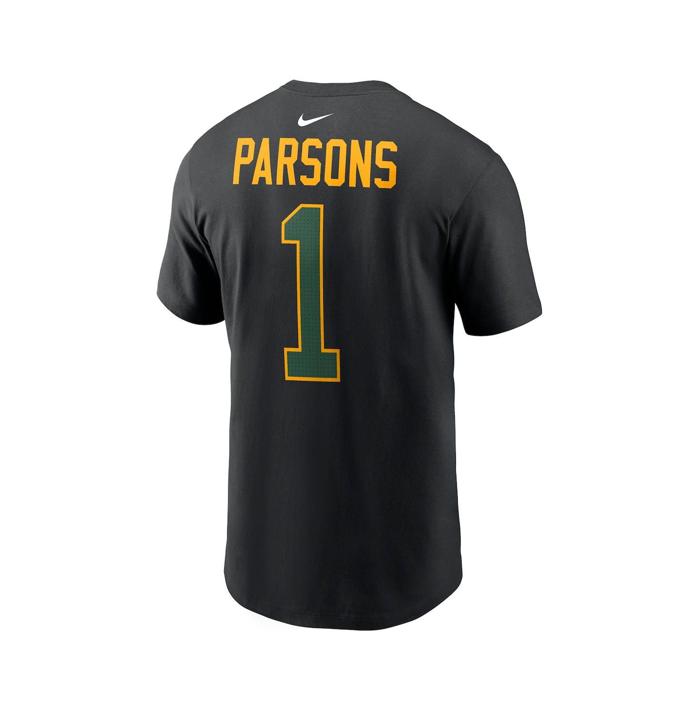 Мужская футболка Nike Micah Parsons Black Green Bay Packers Carbon Name & Number — фото 2
