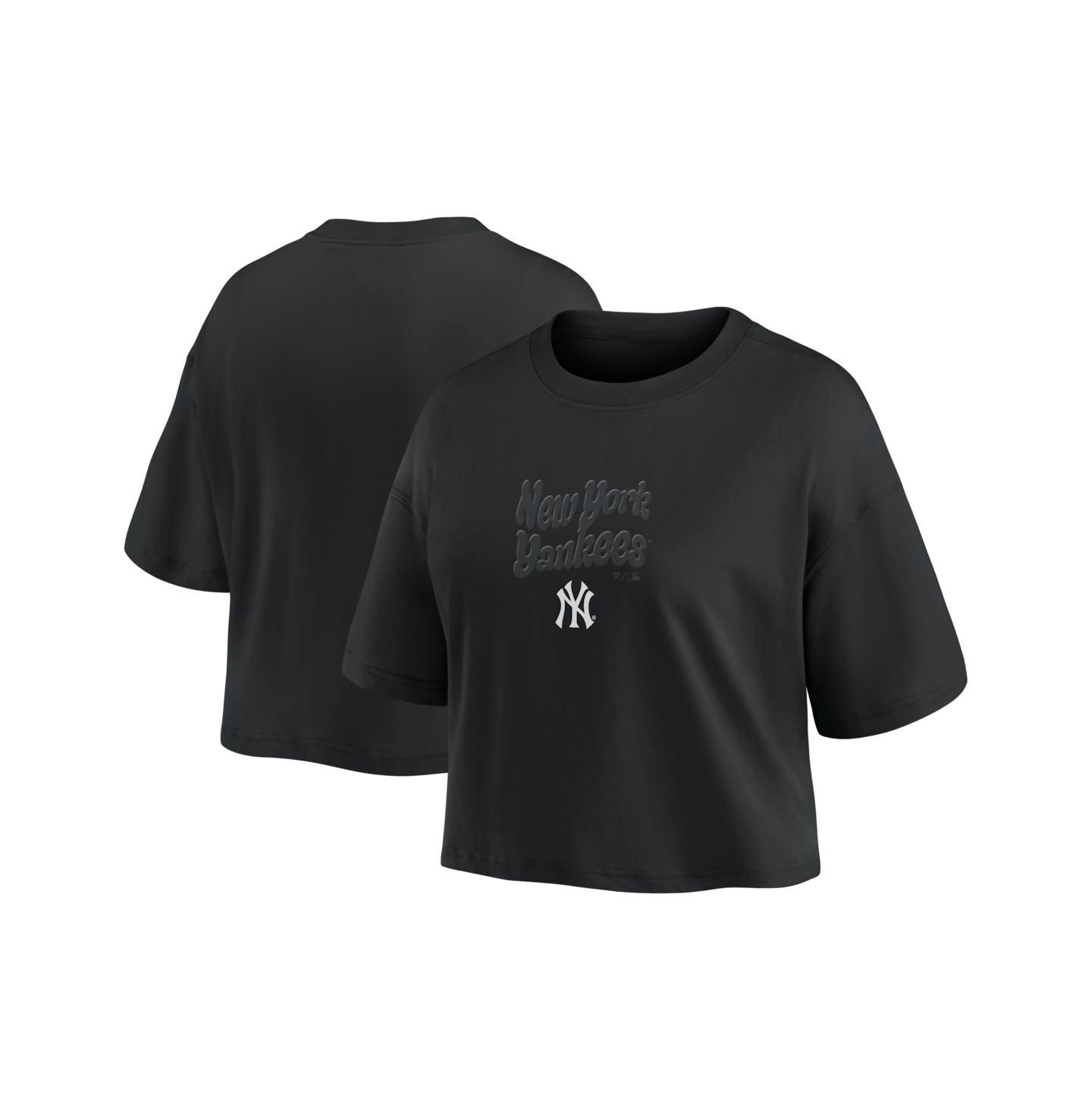 Женский топ Fanatics New York Yankees Blackout Wave Cropped — фото 1