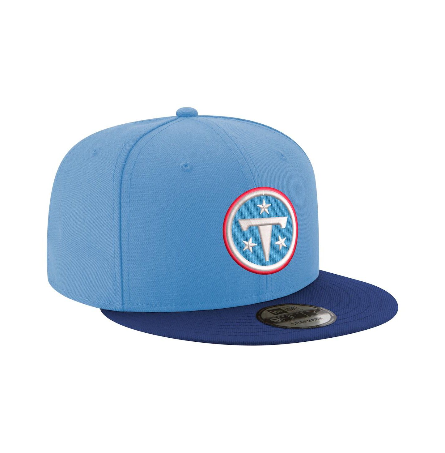 Мужская кепка New Era Light Blue/Navy Tennessee Titans Primary Logo 9FIFTY Snapback Hat — фото 3