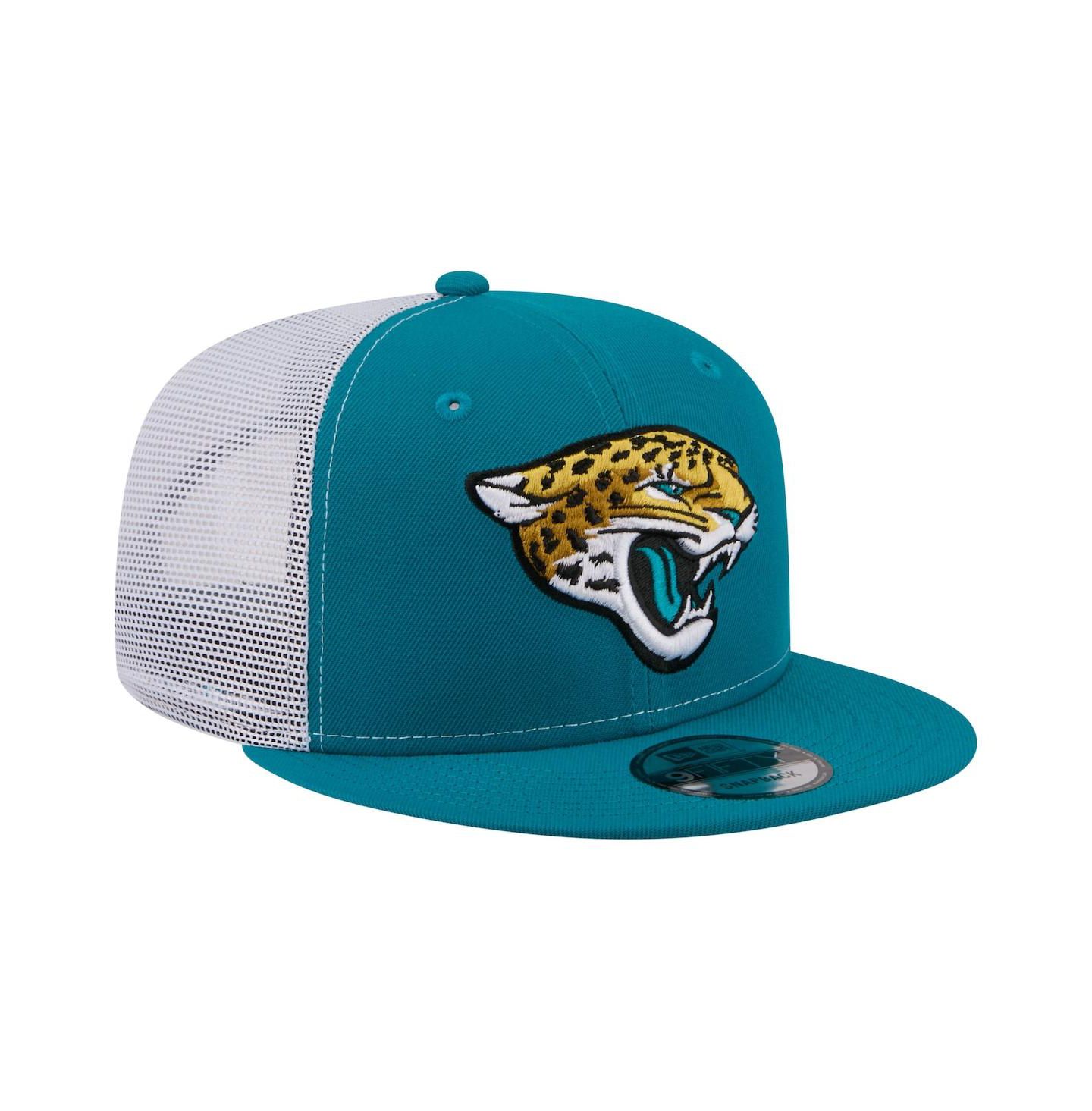 Мужская кепка New Era Teal Jacksonville Jaguars Core Team 9FIFTY Trucker Snapback Hat — фото 3
