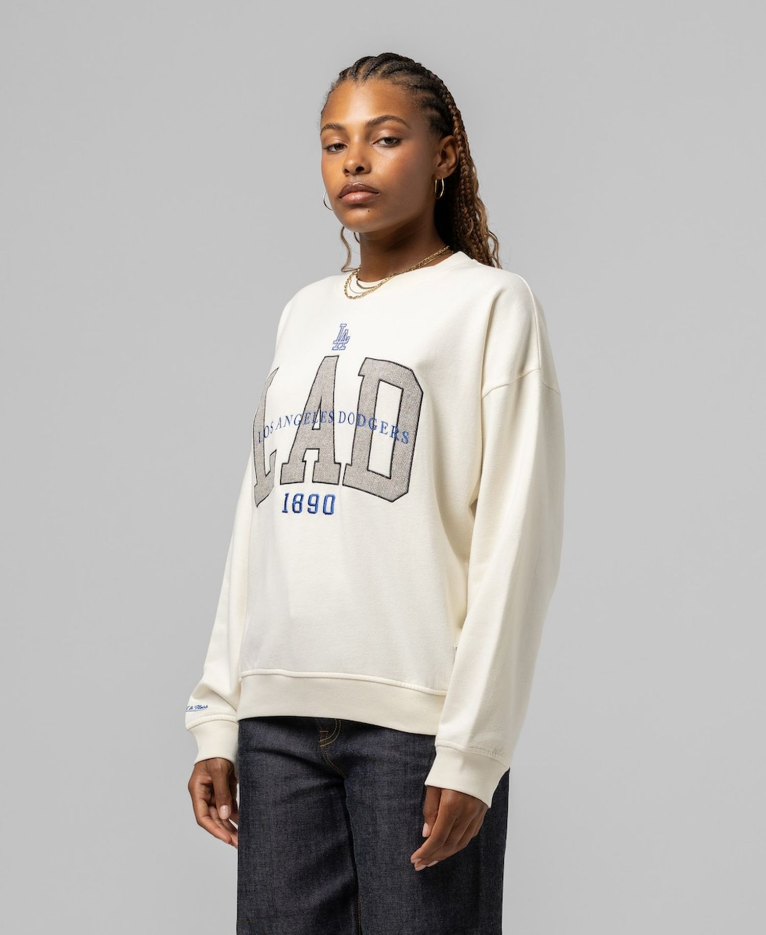 Women's Cream Los Angeles Dodgers Premium Crewneck Sweatshirt
