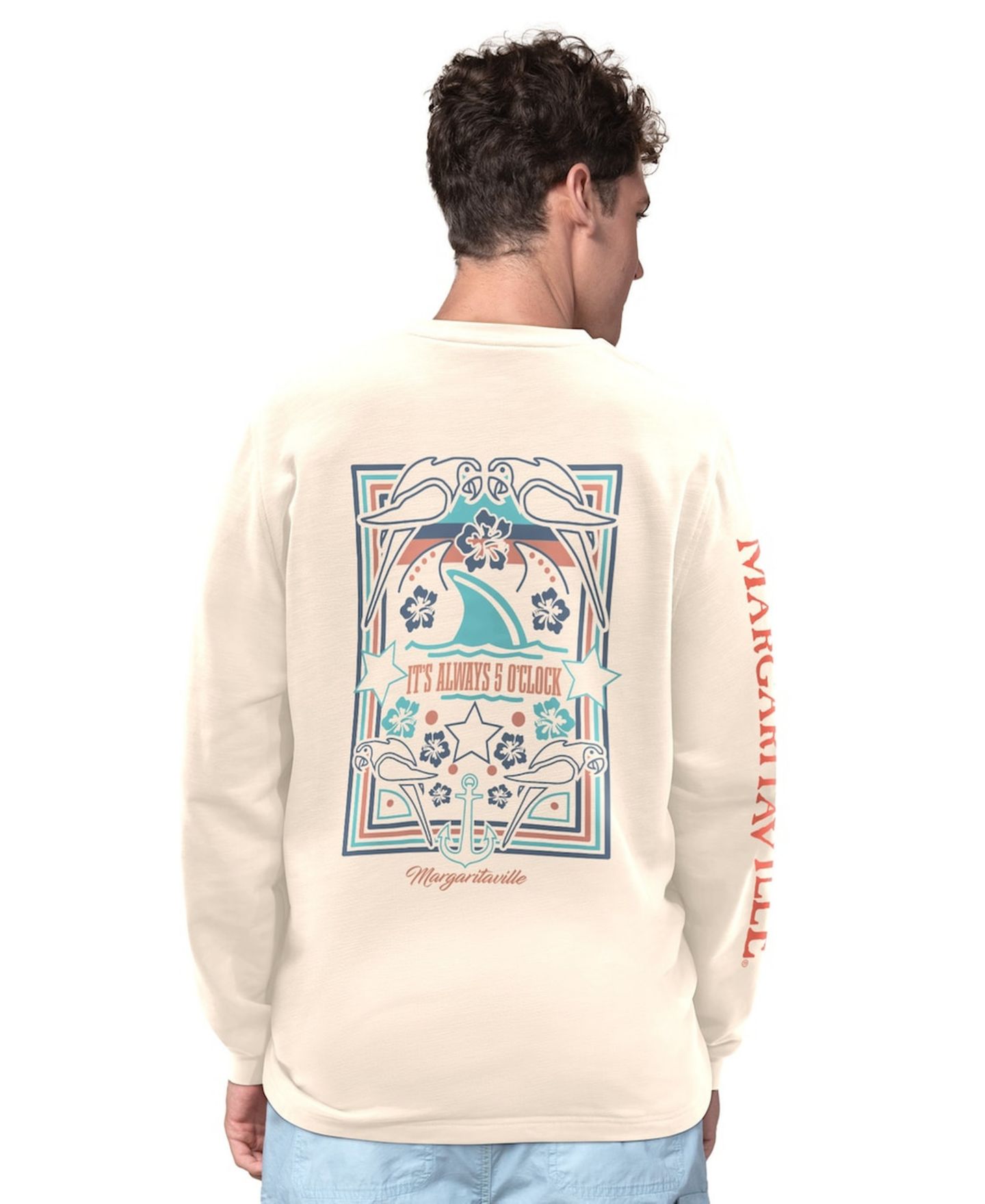 Мужская футболка Margaritaville Cream Minnesota Vikings Five O'Clock Henley Long Sleeve — фото 2