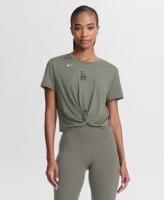 Women's Olive Los Angeles Dodgers One Twist Dri-FIT Cropped T-Shirt