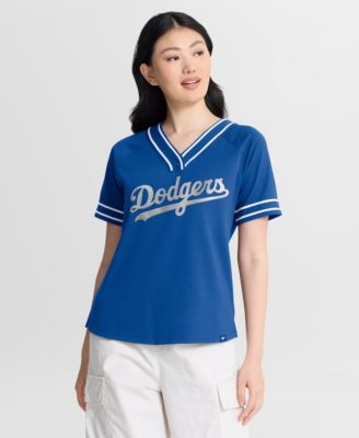 Women's Royal Los Angeles Dodgers Diva Race Ahead Raglan V-Neck T-Shirt
