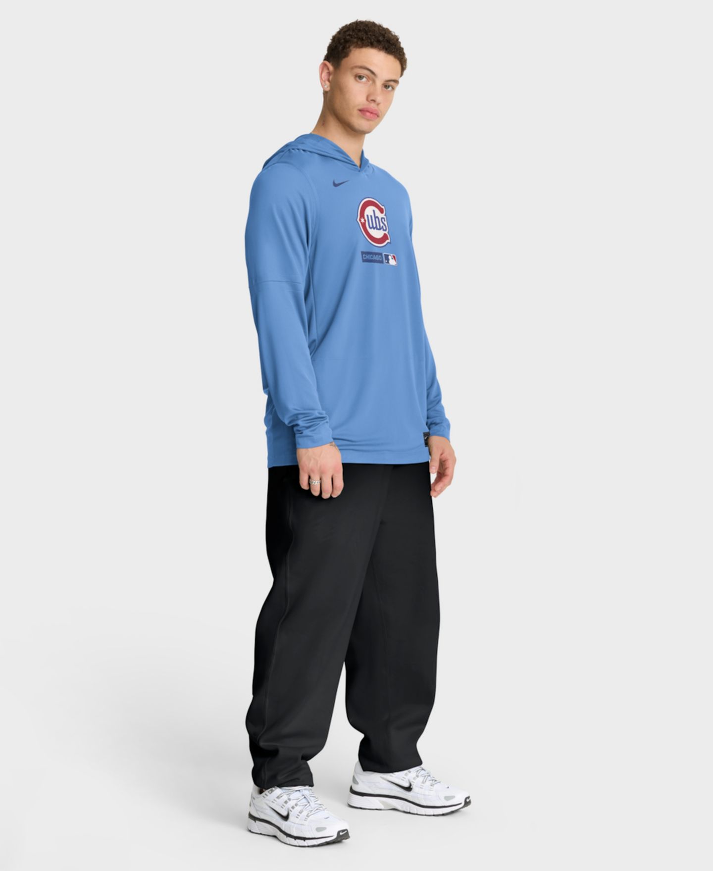Мужская футболка Nike Light Blue Chicago Cubs Authentic Collection Dri-FIT Long Sleeve Hooded — фото 5