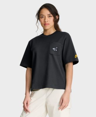 Women's Black Iowa Hawkeyes Legacy Pocket Boxy T-Shirt
