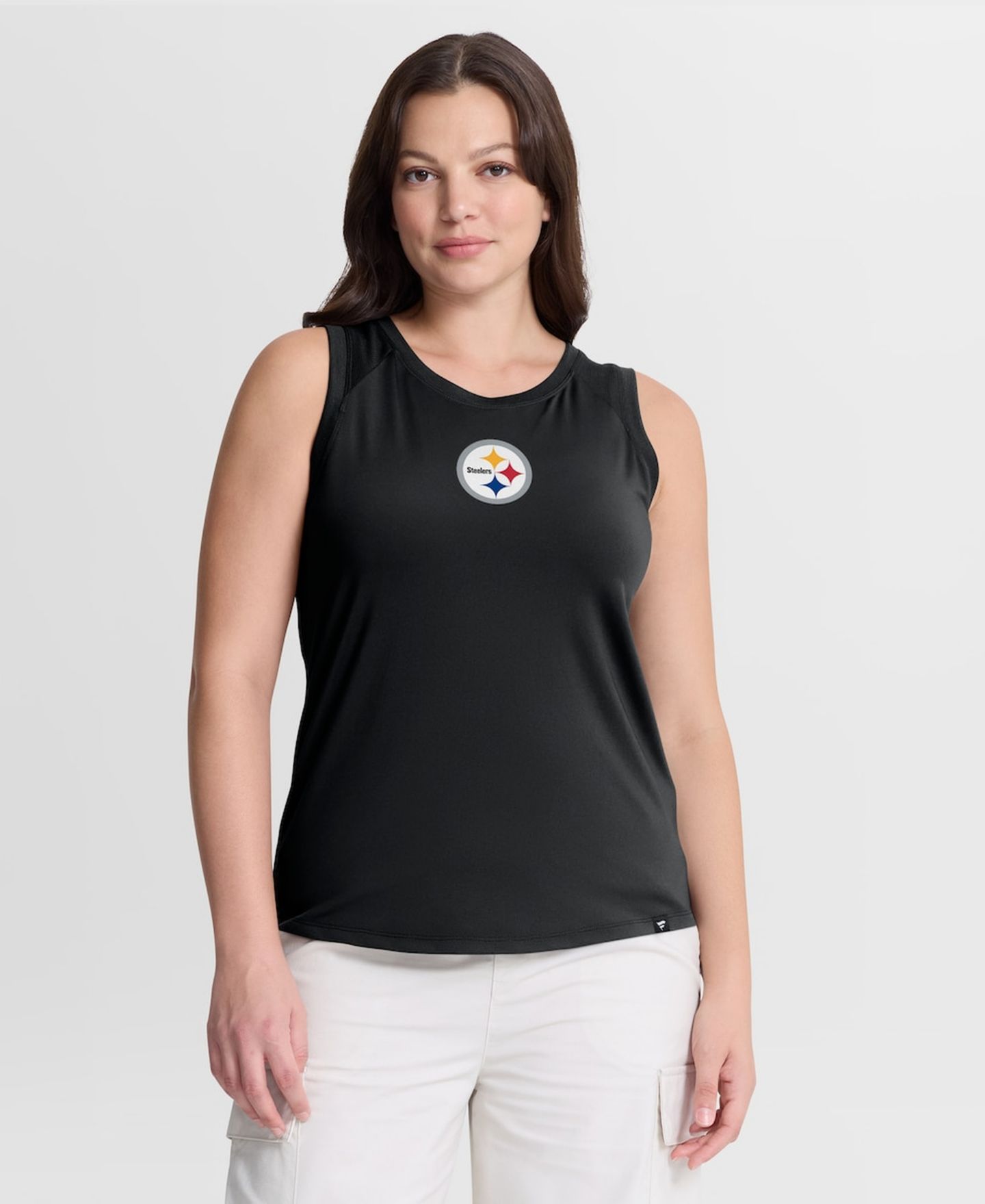 Женский топ Fanatics Black Pittsburgh Steelers Draped Mesh Back Performance — фото 1