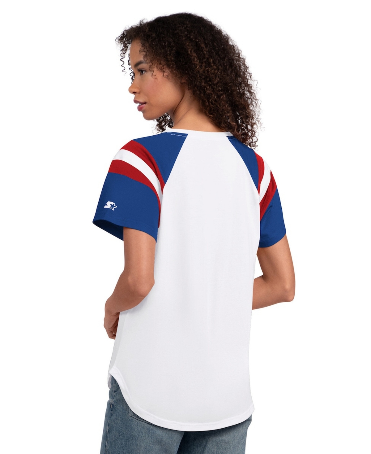 Starter Women's White New York Giants Game On Notch Neck T-Shirt