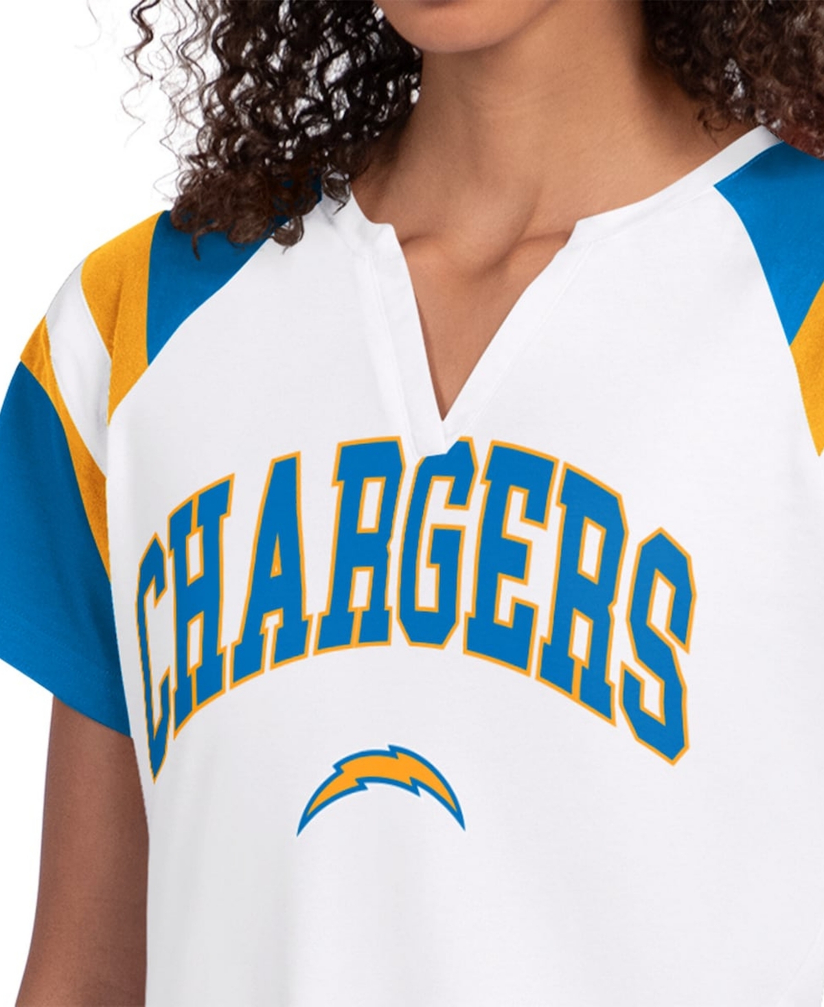 Starter Women's White Los Angeles Chargers Game On Notch Neck T-Shirt
