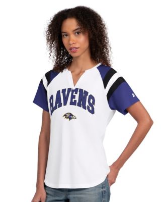 Women's White Baltimore Ravens Game On Notch Neck T-Shirt