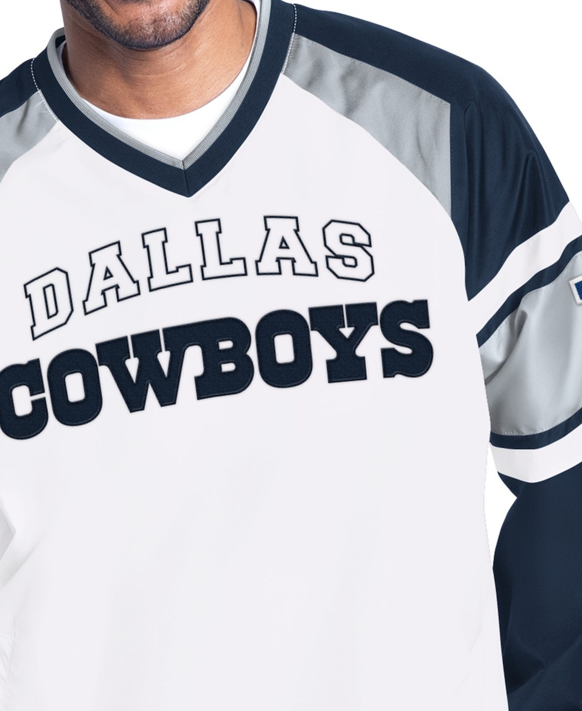 Starter Men's White Dallas Cowboys Infield Play Raglan Pullover Jacket