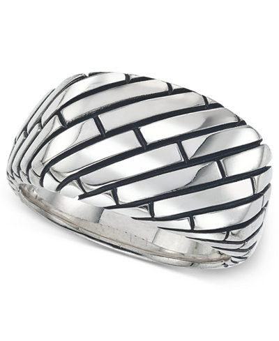 Esquire Men's Jewelry Patterned Ring in Sterling Silver, Only at Macy's