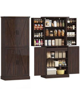 72 Inch Tall Pantry Cabinet, Storage Cabinet with 8 Door Racks