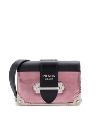 Small Cahier Chain Crossbody Bag Metallic Leather and Saffiano