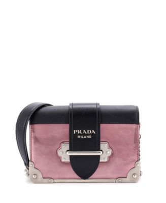 Pre-Owned Prada Small Cahier Chain Crossbody Bag Metallic Leather
