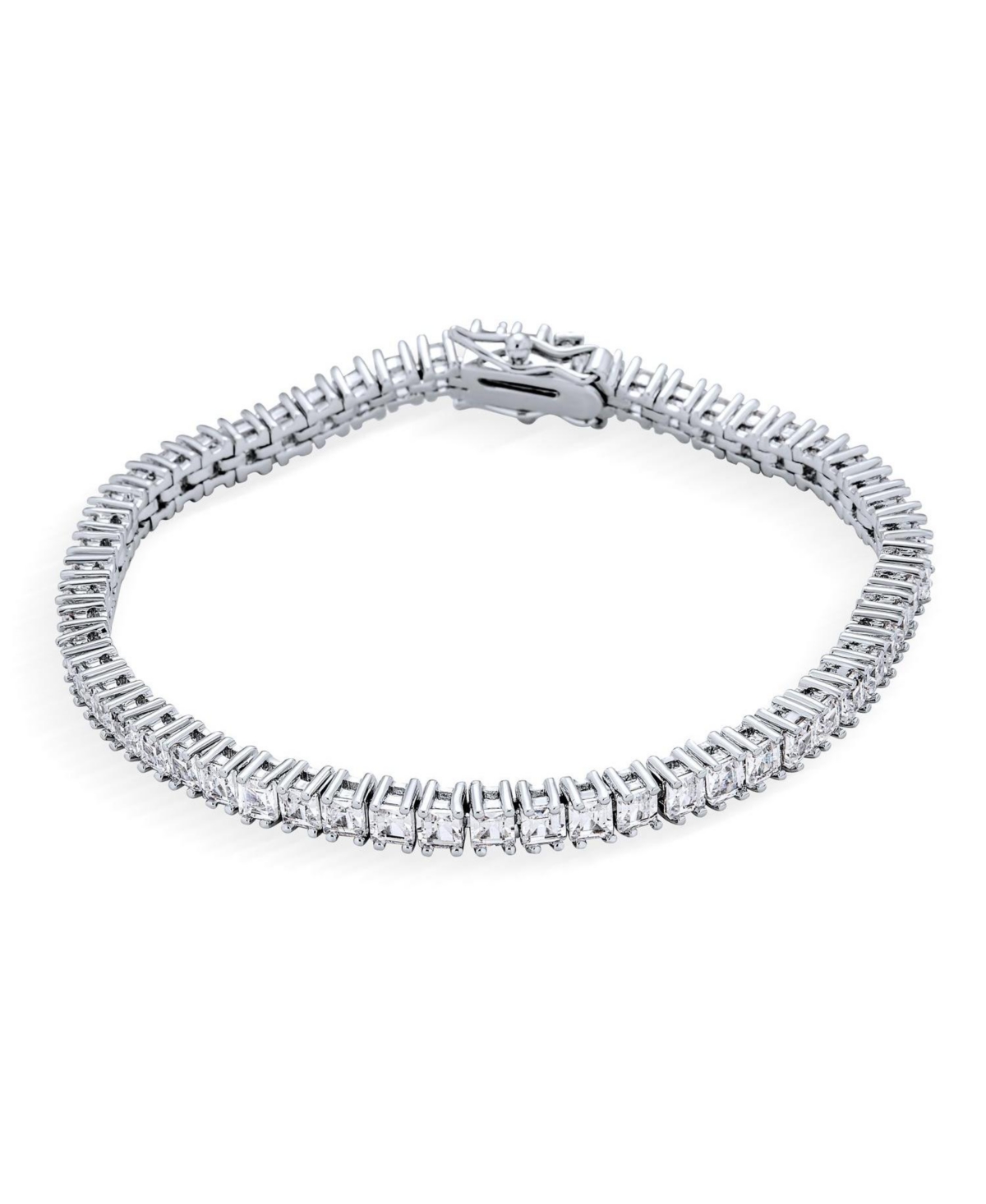 Bling Jewelry Cubic Zirconia Square Cz Channel Set Asscher Cut Tennis Bracelet s Prom Brass
