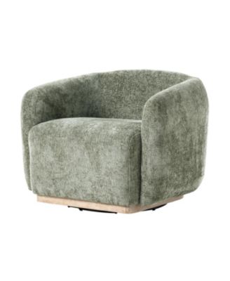 Berklie Modern Boucle Chenille Swivel Armchair with Solid Wood Base