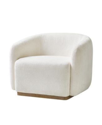 Berklie Modern Boucle Chenille Swivel Armchair with Solid Wood Base