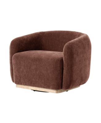 Berklie Modern Boucle Chenille Swivel Armchair with Solid Wood Base