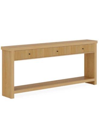 Long Entryway Console Table with 3 Drawers, Wooden Sofa Table for Living Room Decor