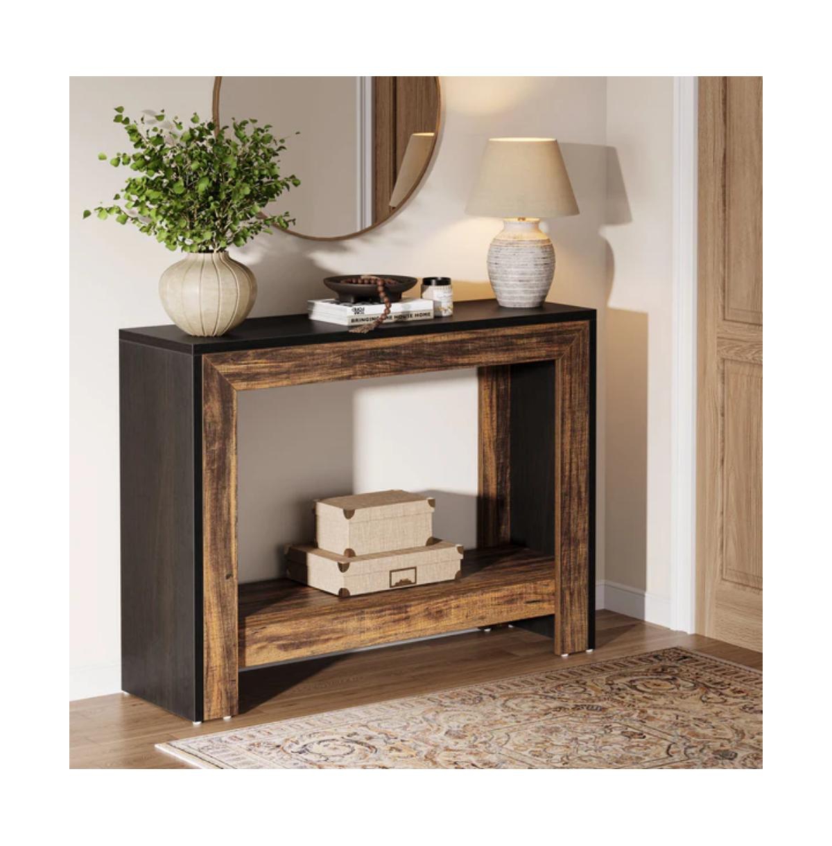 Slickblue Farmhouse Style Hallway Console Table with Open Storage Shelf for Home Entry