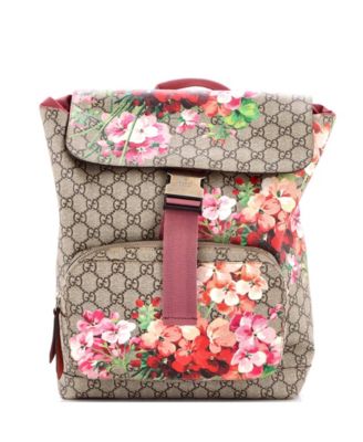 Medium Buckle Backpack Blooms Print GG Coated Canvas