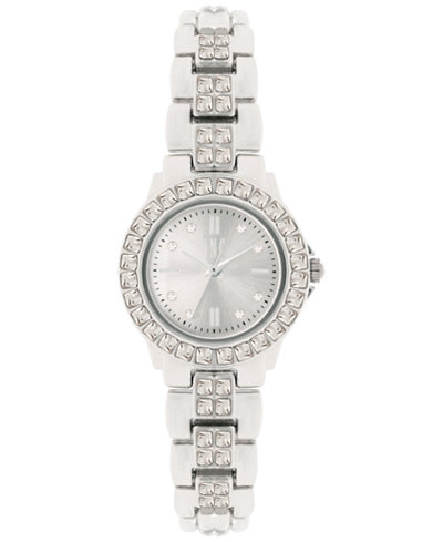 INC International Concepts Women's Crystal Accent Silver-Tone Bracelet Watch 26mm IN003S, Only at Macy's