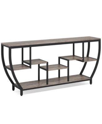 Industrial Entryway Console Table with Open Shelves for Living Room Organization