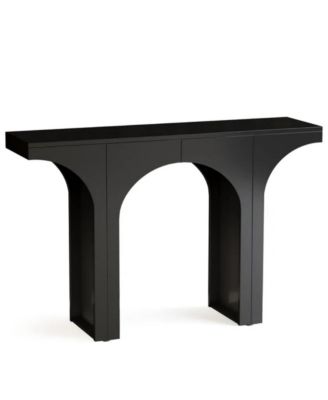 Modern Wooden Entryway Console Table with Decorative Arch Base Design