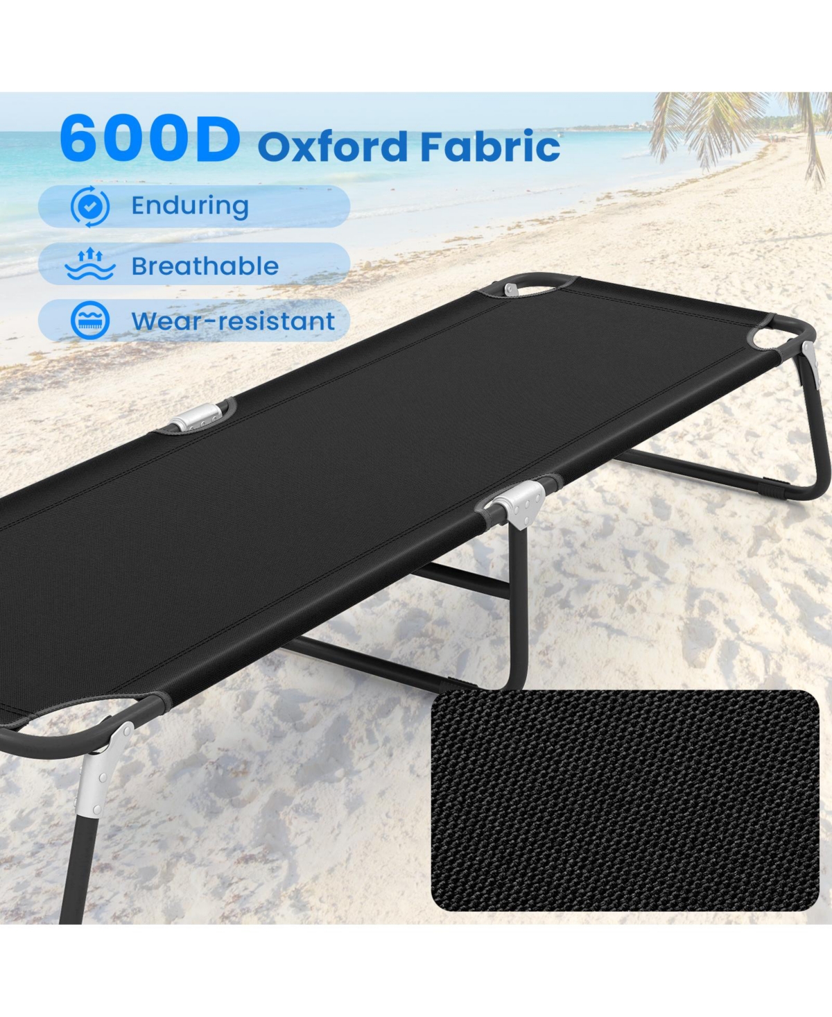 Gymax Folding Camping Bed Outdoor Portable Military Cot Sleeping Hiking Travel